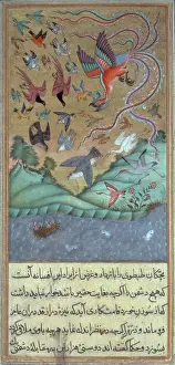 Wading Bird Prints: The simurgh leading an army of birds, c1610. Creator: Anon