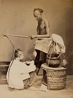 Crouching Prints: Singapore: a Chinese soup seller, c1880. Creator: John Edmund Taylor