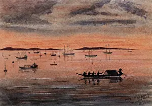 Singapore Prints: Singapore: sunset over the harbour, 1879. Creator: John Edmund Taylor