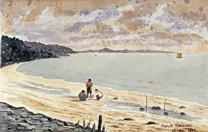 Crouching Prints: Singapore: a view along the beach at Pasar Panjong, 1879. Creator: John Edmund Taylor