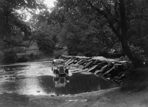 Singer 9 coupe competing in the Mid Surrey AC Barnstaple Trial, Tarr Steps, Exmoor, 1934