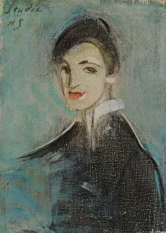 Schjerfbeck Helene Prints: Singer in Black, 1916-1917. Creator: Helene Schjerfbeck