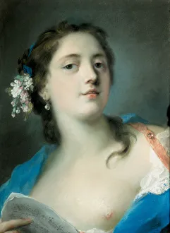 The Singer Faustina Bordoni (1697-1781) with a Musical Score, c. 1725. Artist: Carriera, Rosalba Giovanna (1657-1757) The Singer Faustina Bordoni (1697-1781) with a Musical Score, c. 1725. Artist: Carriera, Rosalba Giovanna (1657-1757)