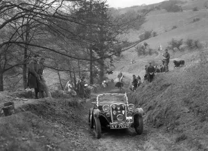 Singer Le Mans competing in the MG Car Club Abingdon Trial / Rally, 1939. Artist: Bill Brunell