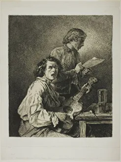 Guitar Gallery: The Singers, 1845. Creator: Charles Emile Jacque