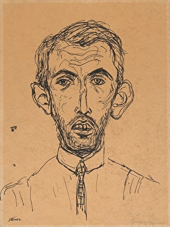 Unshaven Prints: Singing Man (Self-Portrait), 1920-1929. Creator: Arnold Peter Weisz-Kubincan