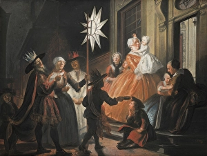 Magi Prints: Singing Round the Star on Twelfth Night, c1720-1750. Creator: Cornelis Troost