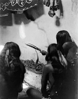 Snake Collection: Singing to the snakes, Shipolovi, c1906. Creator: Edward Sheriff Curtis