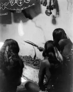 Hopi Prints: Singing to the snakes, Shipolovi, c1906. Creator: Edward Sheriff Curtis