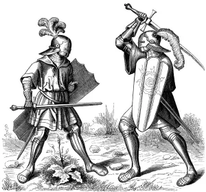 Single combat, 15th century, (1849). Artist: Burgmayer