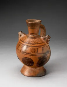 Ceramic And Pigment Prints: Single-Handled Pedestal Jar with Geometric Motifs and Appliques on Shoulders, A. D