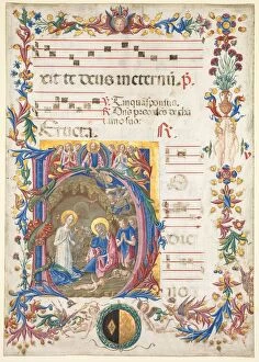 And Gold On Parchment Gallery: Single Leaf from an Antiphonary: Initial H[odie nobis] with The Nativity, 1471. Creator