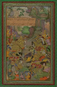 Charge Prints: Single Leaf of a Battle Scene from the Baburnamah