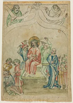 Single Leaf from a Biblia Pauperum : Christ Carrying the Cross (verso), c