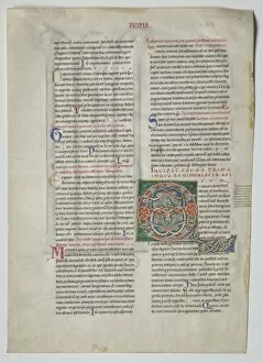 Burgundy Collection: Single Leaf from a Decretum by Gratian: Decorated Initial Q[uidam habens filium obtulit]