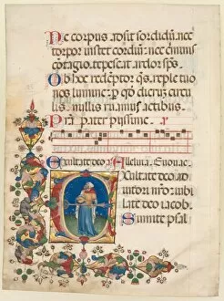 Bologna Gallery: Single Leaf Excised from a Choir Psalter: Initial E[xultate Deo] with King David Playing…