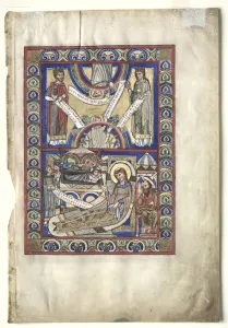 Single Leaf Excised from a Gospel Book: The Nativity (recto), c. 1190. Creator: Unknown