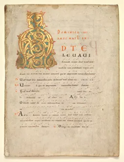 And Gold On Vellum Prints: Single Leaf Excised from a Gradual and Sacramentary: Initial A[d te lavavi], c. 1000-1010