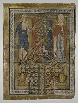 And Gold On Vellum Prints: Single Leaf: Table of Consanguinity, c. 1200. Creator: Unknown