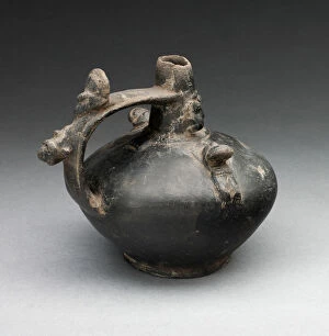 Lambayeque Gallery: Single Spout Strap Vessel with Attached Molded Figures, A.D. 1000 / 1476. Creator: Unknown