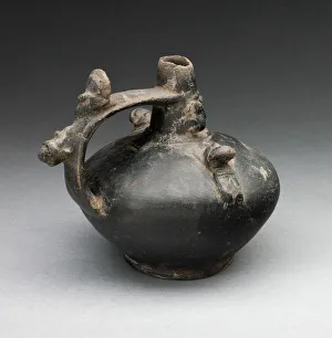 Lambayeque Prints: Single Spout Strap Vessel with Attached Molded Figures