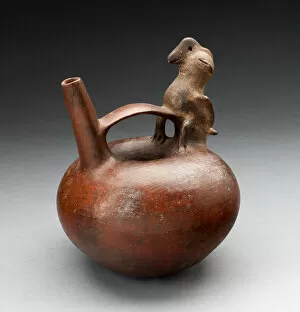 Single Spout Vessel with Bird Attached to Strap Handle, 200 B.C. / A.D. 200