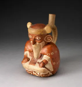 Single Spout Vessel in Form of Seated, Bearded Man Wearing a Cape, 100 B.C./A.D. 500 Single Spout Vessel in Form of Seated, Bearded Man Wearing a Cape, 100 B.C./A.D. 500