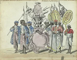 Vereenigde Oostindische Compagnie Prints: Sinhalese soldiers in the service of the VOC and envoys of the King of Kandy