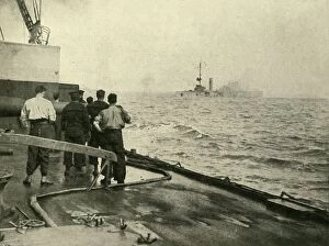 Sea Battle Gallery: The sinking of the German cruiser Mainz, 28 August 1914, (c1920). Creator: Unknown