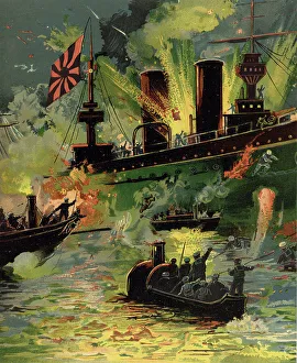 Sinking Prints: Sinking of the Japanese Cruiser Chitozo During the Night Attack on Port Arthur January 26-27