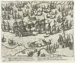 The sinking of the Spanish Armada in 1588, 1613-1615. Artist: Hogenberg, Frans (1535-1590)