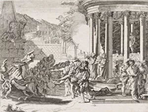 Sinorix being carried from the temple after being poisoned, 1650-1700