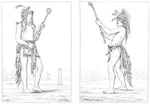 Ball Game Prints: Sioux ball players, 1841. Artist: Myers and Co
