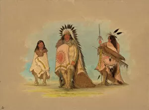 Sioux Gallery: A Sioux Chief, His Daughter, and a Warrior, 1861 / 1869. Creator: George Catlin