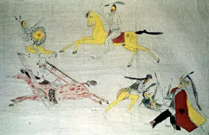 Dakota Prints: Sioux warriors in battle, c1890