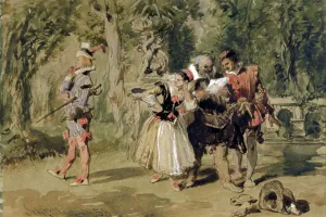 Challenge Prints: Sir Andrew Aguecheek Writes a Challenge, 1859. Artist: Sir John Gilbert