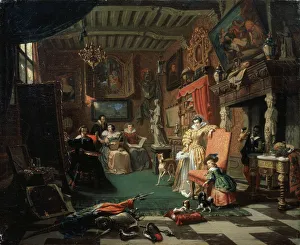 Sir Anthonis van Dyck painting a Portrait, 1853. Artist: Andre Plumot