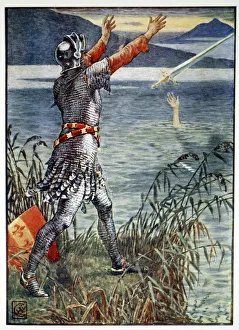 Sir Bedivere casts the sword Excalibur into the Lake, 1911