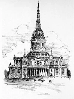 Sir Christopher Wrens Final Design for St Paul's, 17th century. (1910). Artist: Sir Christopher Wren