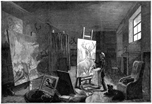 Easel Prints: Sir Edwin Landseers (1802-1973) studio, Brighton, East Sussex, 1874