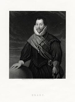 W Holl Gallery: Sir Francis Drake, English privateer, navigator, naval pioneer, politician, 19th century