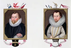 Sir Francis Gallery: Sir Francis Drake and Sir Martin Frobisher, 16th century English navigators, (1825)