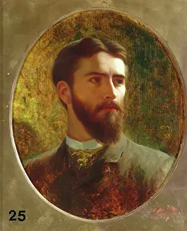 Portraits Prints: Sir Frank Bernard Dicksee, Self Portrait, 1883. Creator: Frank Dicksee