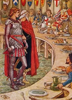 Cloak Collection: Sir Galahad is brought to the Court of King Arthur, 1911. Artist: Walter Crane