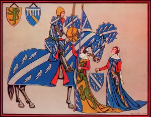 Sir Geoffrey Luttrell, His Wife and Daughter-In-Law, c1340, (1926). Artist: Herbert Norris Sir Geoffrey Luttrell, His Wife and Daughter-In-Law, c1340, (1926). Artist: Herbert Norris