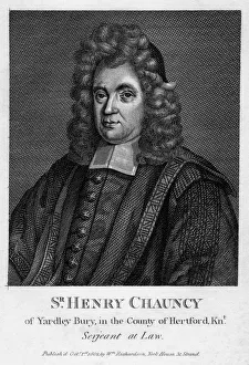 Antiquarian Prints: Sir Henry Chauncy, English lawyer, educator and antiquarian, (1802)