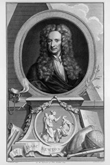 Sir Isaac Collection: Sir Isaac Newton, English scientist and mathematician, c1700. Artist: Jacobus Houbraken