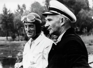 Campbell Prints: Sir Malcolm Campbell, on the left, possibly at Coniston, 1939