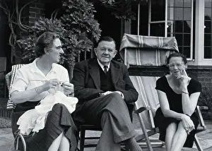 Deck Chair Prints: Sir Neil Hamilton Fairley and companions, 1956. Creator: Unknown
