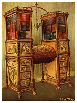 Edwin Foley Gallery: The Sister Inlaid Double Secretaire and Bookcase Cabinet, Sheraton, 1911-1912.Artist: Edwin Foley